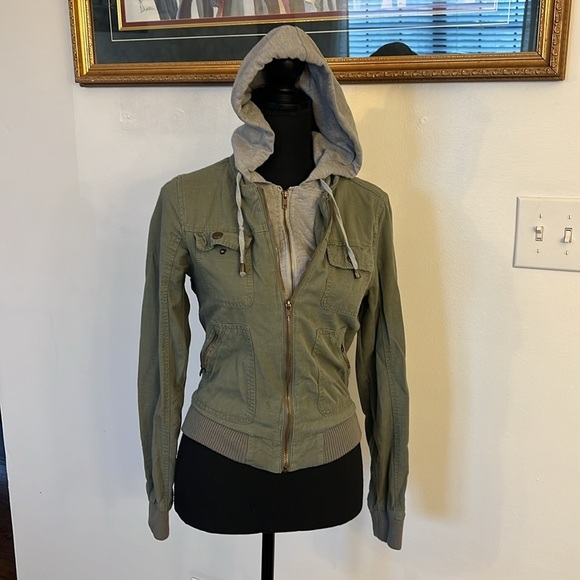 Full Tilt Versatile Cotton & Spandex Layered Hooded Jacket W/Zip Pockets, Sz. S. - Picture 8 of 12